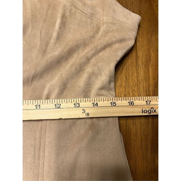 Metaphor Womens faux suede dress Tan Size Large stretchy body con sleeveless NWT - Picture 8 of 8